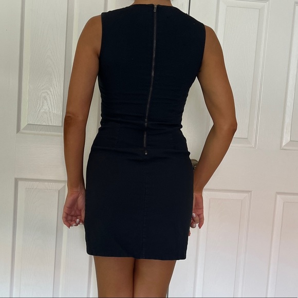 Theory Women's Textured Dress, Navy Blue Sleeveless, Sz. 2 - Picture 2 of 6